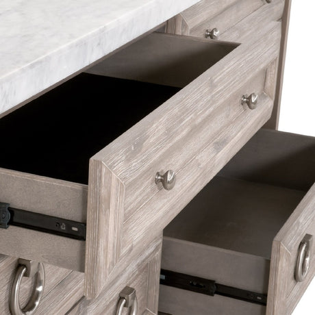 Modern European furniture - Marble Topped Acacia 6-Drawer Dresser - www.oroa.com