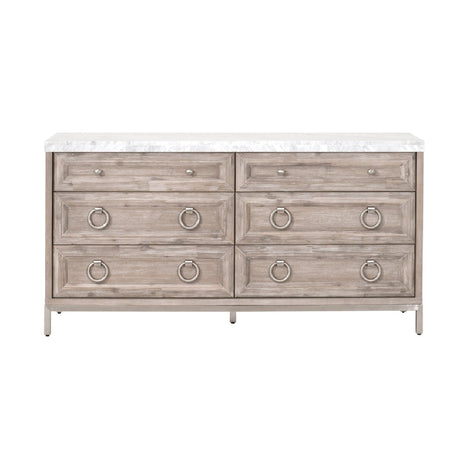 Modern European furniture - Marble Topped Acacia 6-Drawer Dresser - www.oroa.com