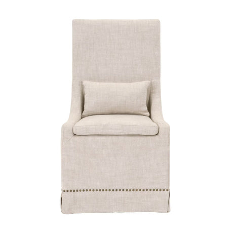 Modern European furniture - Cream Linen Skirted Dining Chairs (2) - www.oroa.com