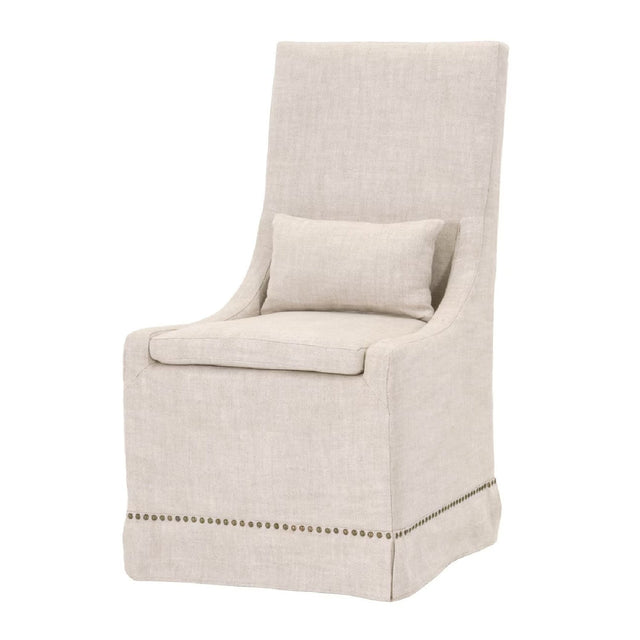 Modern European furniture - Cream Linen Skirted Dining Chairs (2) - www.oroa.com