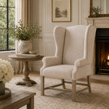 French Linen Wingback Accent Chair | Living Essentials Chateau