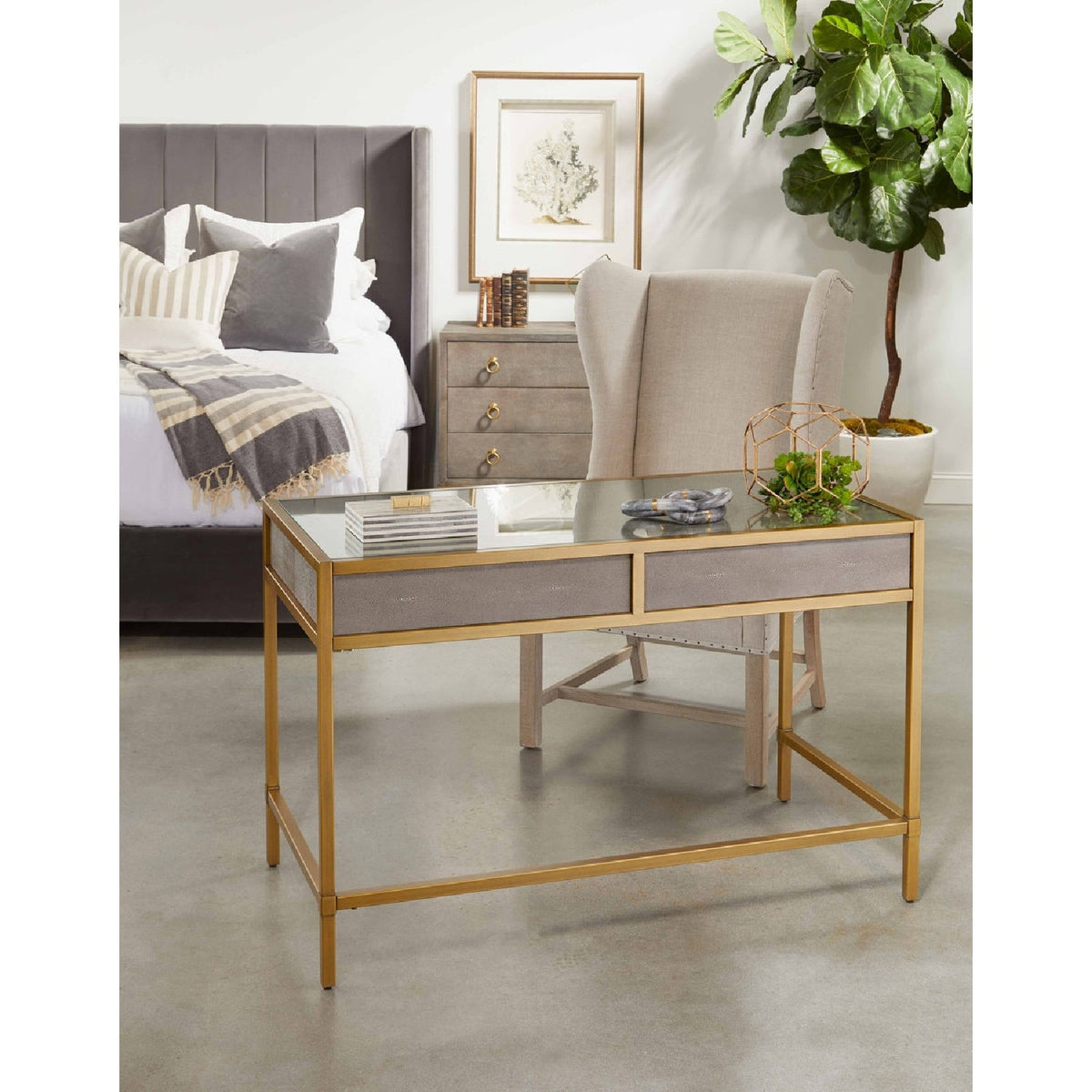 French Linen Wingback Accent Chair | Living Essentials Chateau
