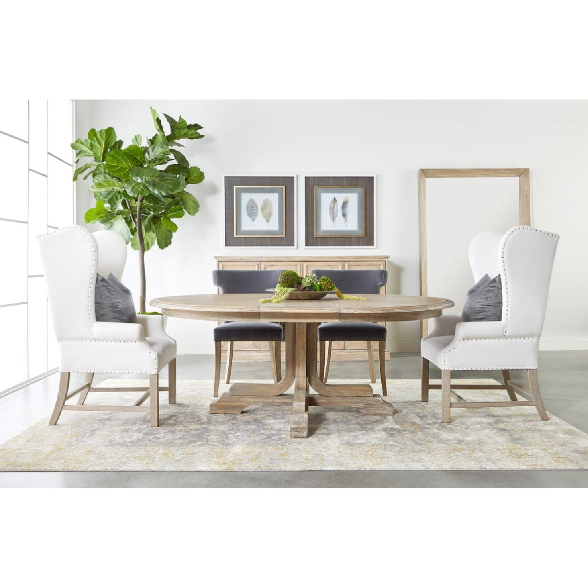 French Linen Wingback Accent Chair | Living Essentials Chateau