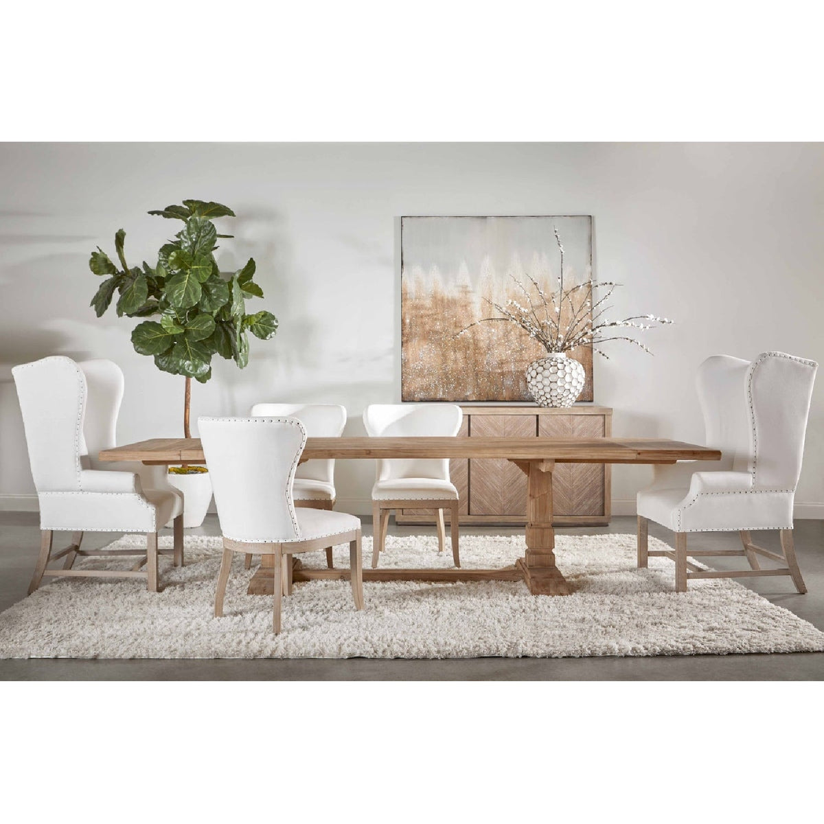 French Linen Wingback Accent Chair | Living Essentials Chateau