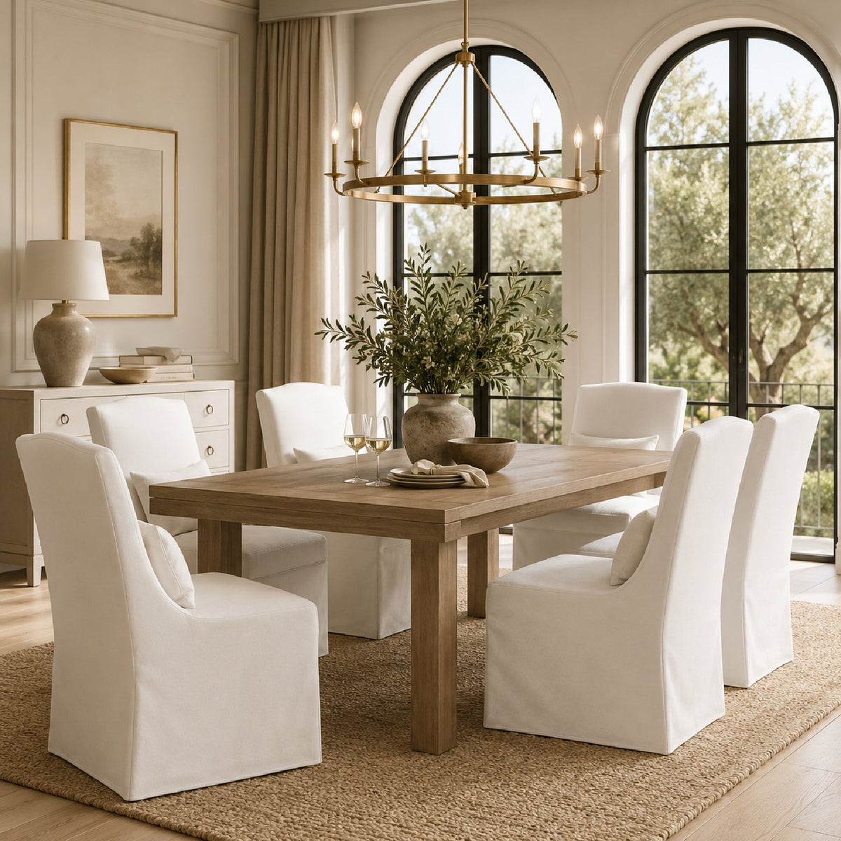 French Linen Skirted Dining Chairs (2) | Living Essentials Colette