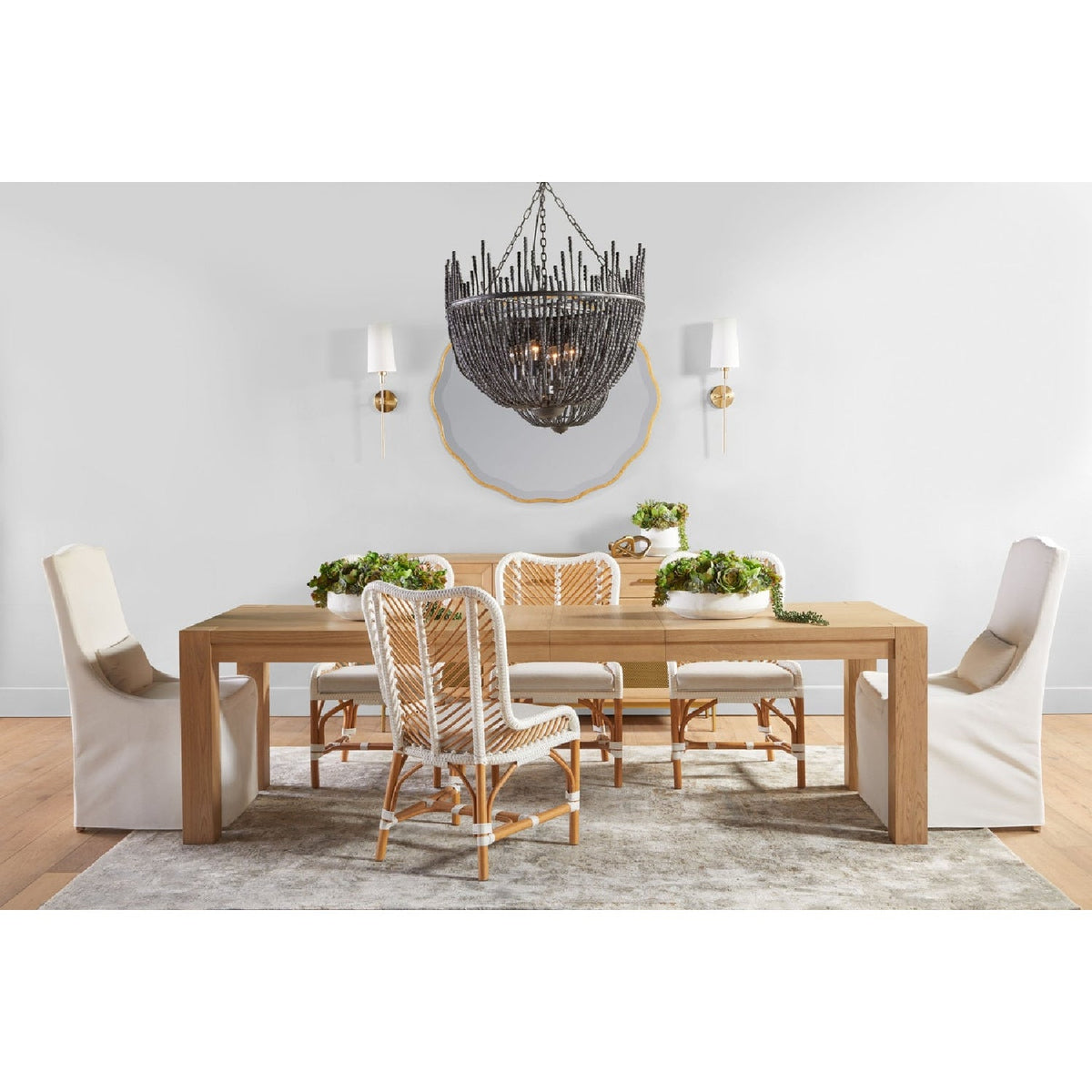 French Linen Skirted Dining Chairs (2) | Living Essentials Colette