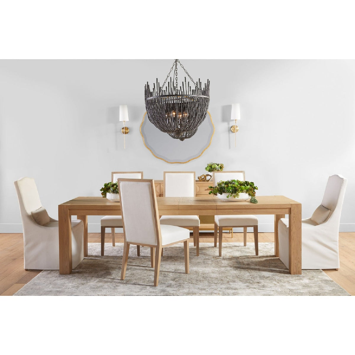 French Linen Skirted Dining Chairs (2) | Living Essentials Colette
