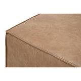 Brown Vegan Leather Cube Ottoman | Living Essentials Knox