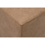 Brown Vegan Leather Cube Ottoman | Living Essentials Knox