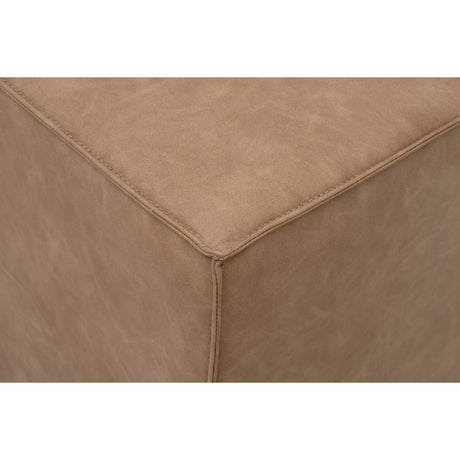 Brown Vegan Leather Cube Ottoman | Living Essentials Knox