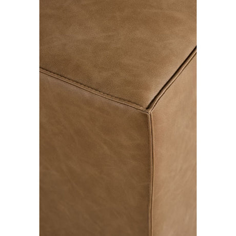 Brown Vegan Leather Cube Ottoman | Living Essentials Knox