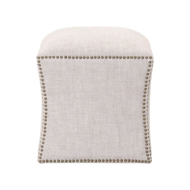 Modern European furniture - Nailhead Trimmed Linen Ottoman - www.oroa.com