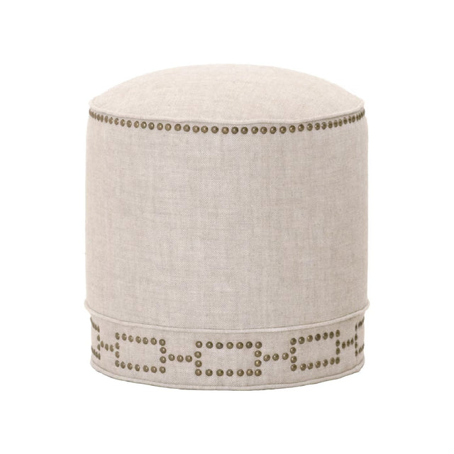 Modern European furniture - Cylindrical French Linen Ottoman - www.oroa.com