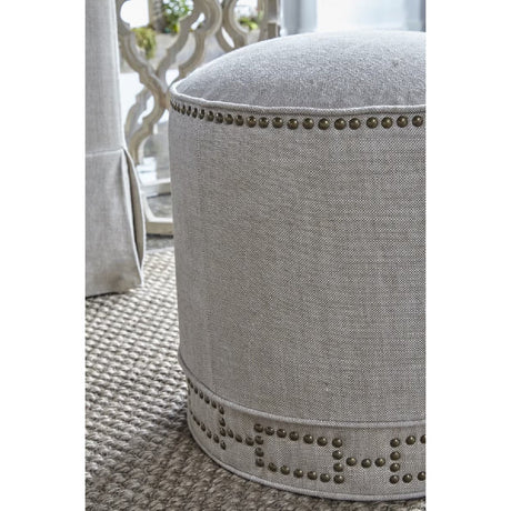 Cylindrical French Linen Ottoman | Living Essentials Marlow