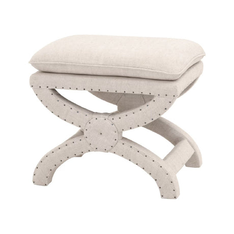 Modern European furniture - Beige French Linen Ottoman - www.oroa.com
