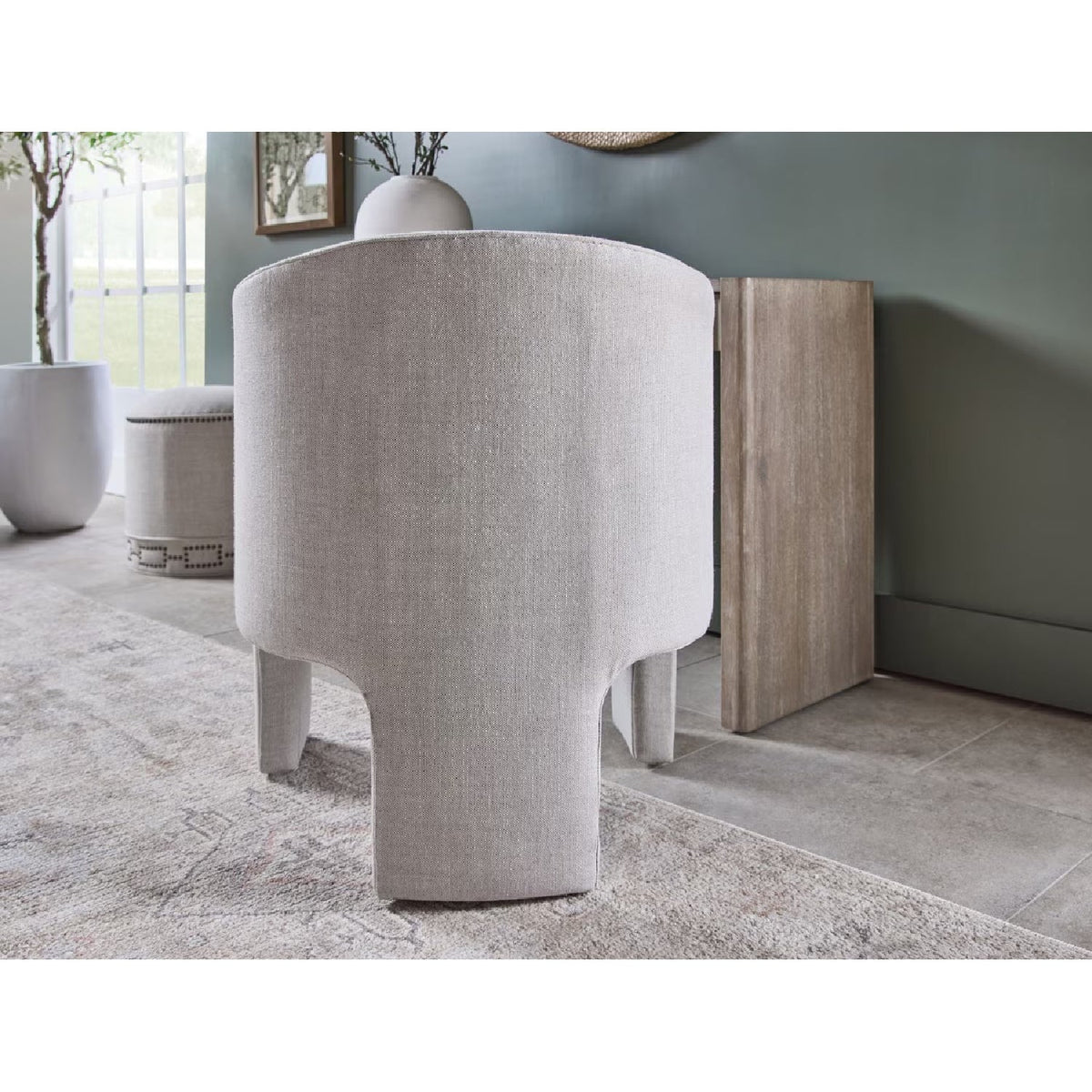 French Linen 3-Legged Accent Chair | Living Essentials Hall