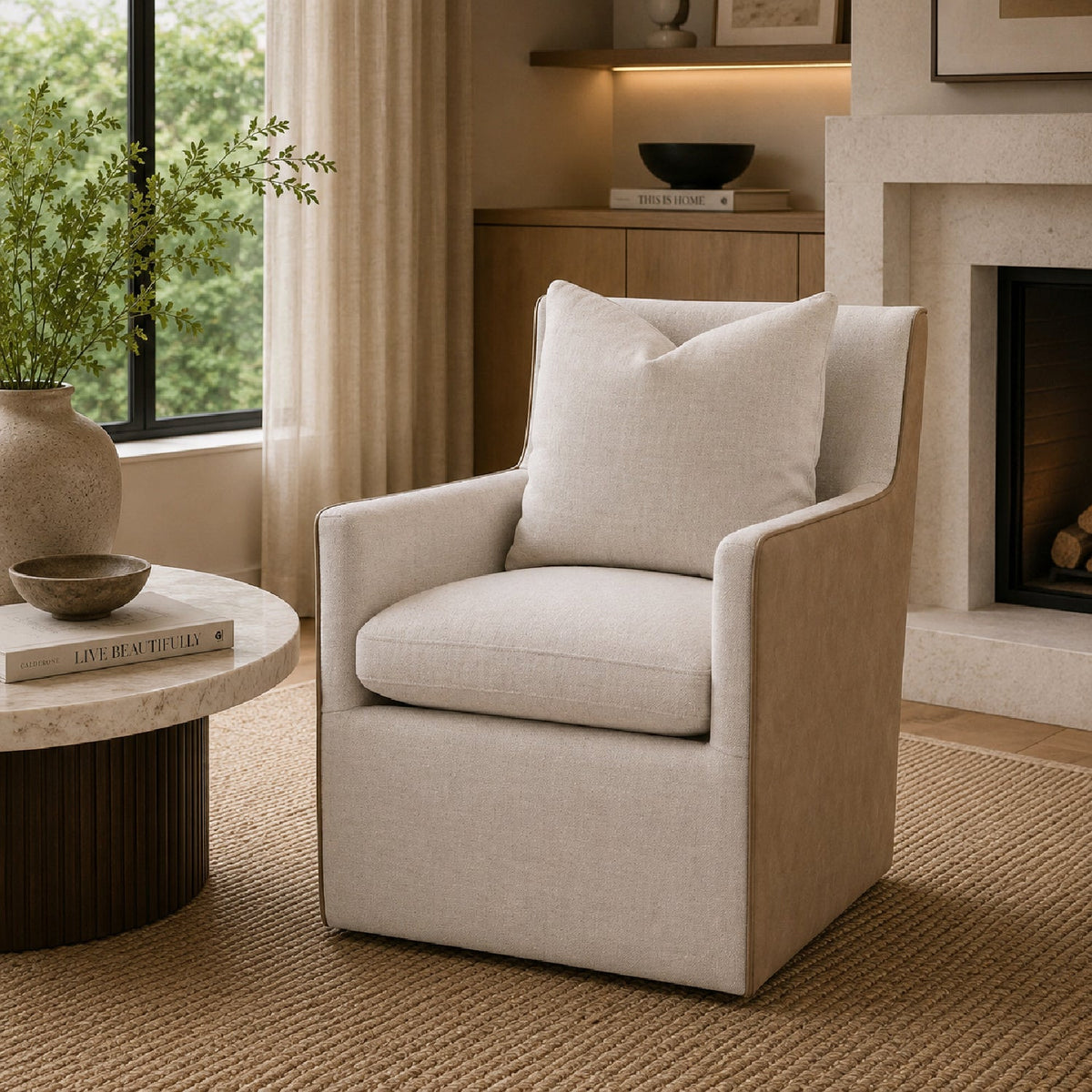 Two-Toned Wheeled Lounge Chair | Living Essentials Harmony