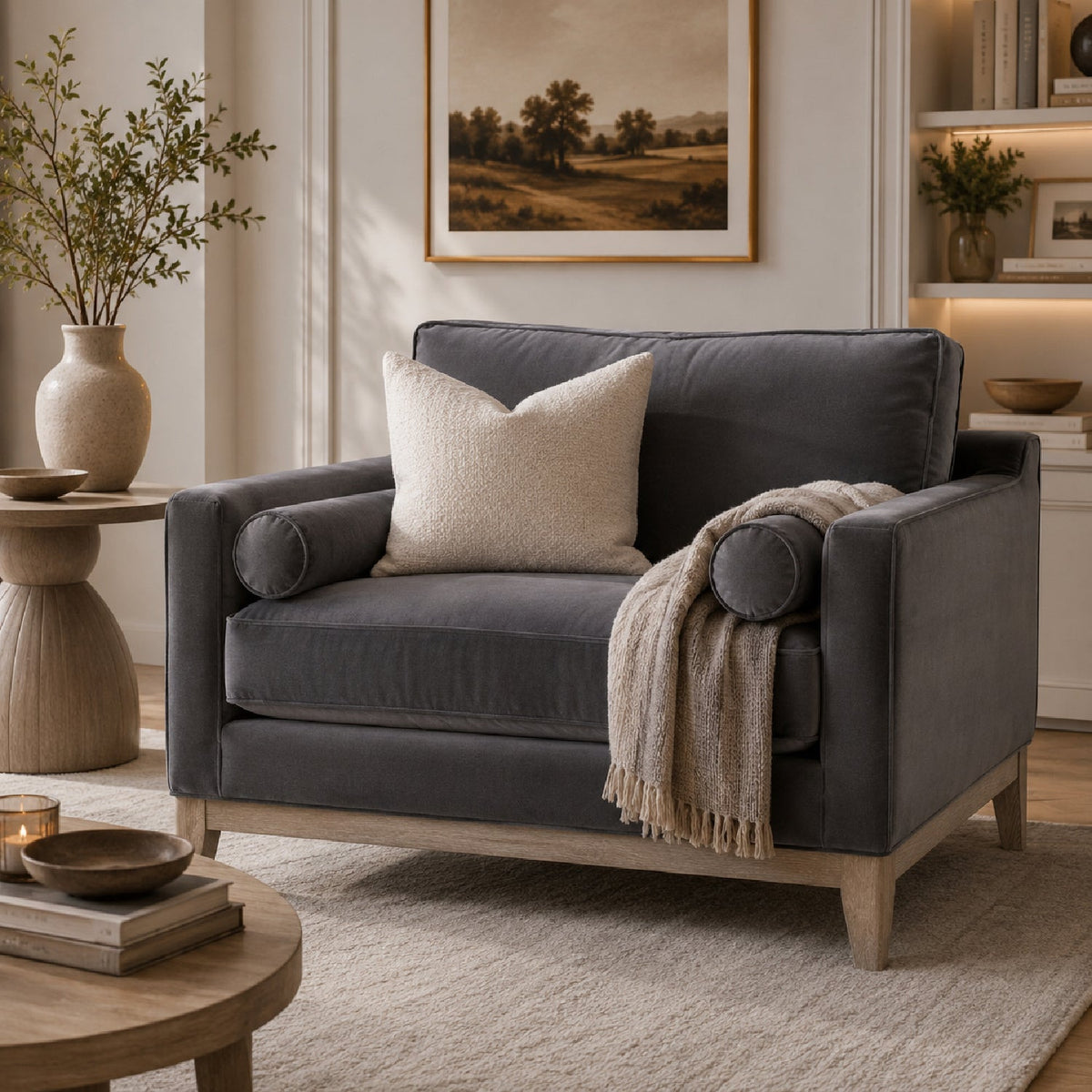 Velvet Modern Loveseat | Living Essentials Parker