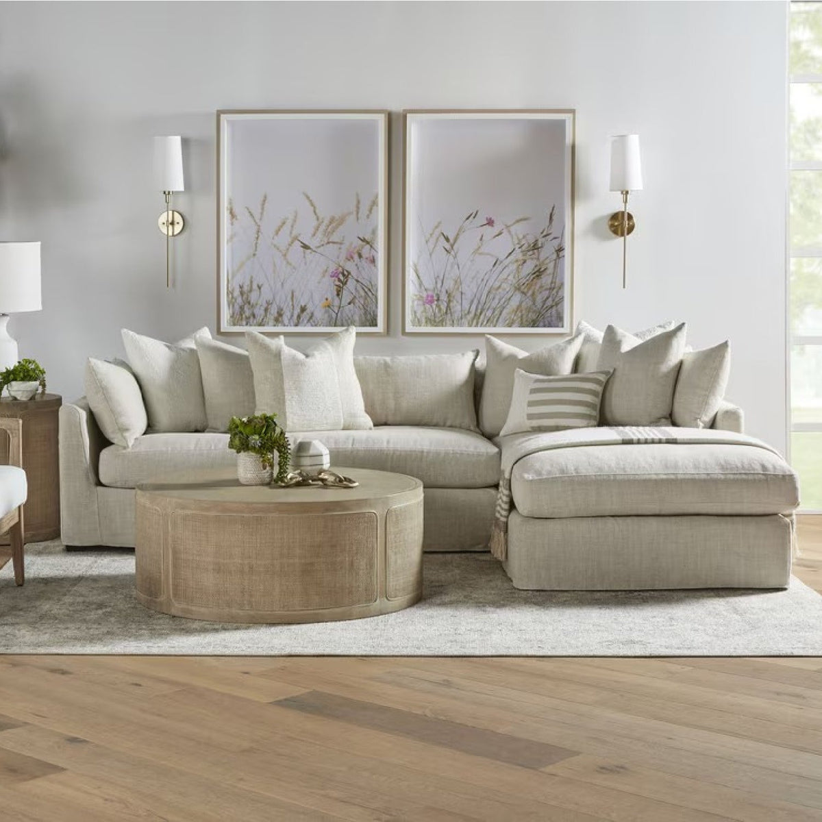 Beige Slipcover Sectional Sofa | Living Essentials Haven