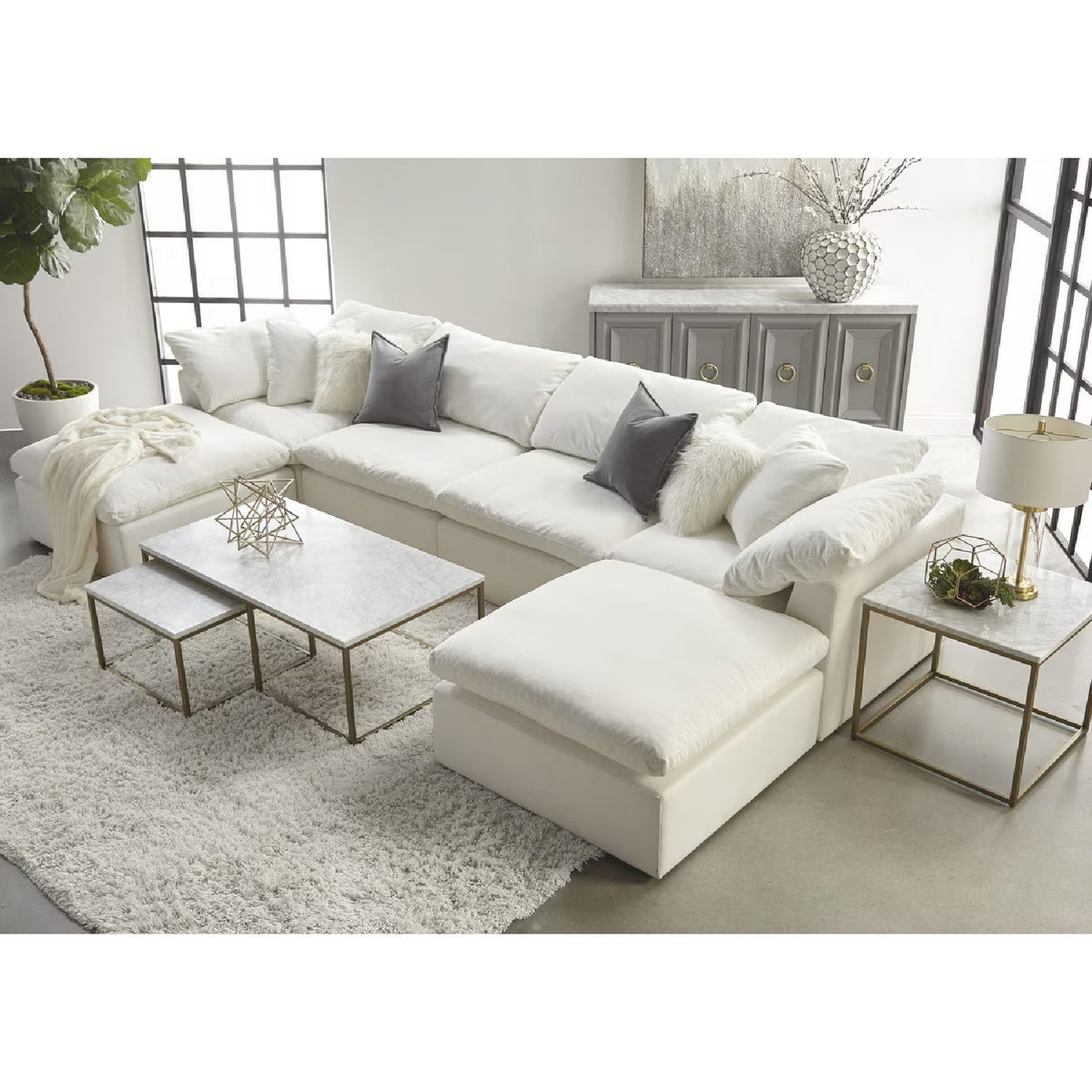Modern European furniture - Square Cushioned Modular Ottoman - www.oroa.com