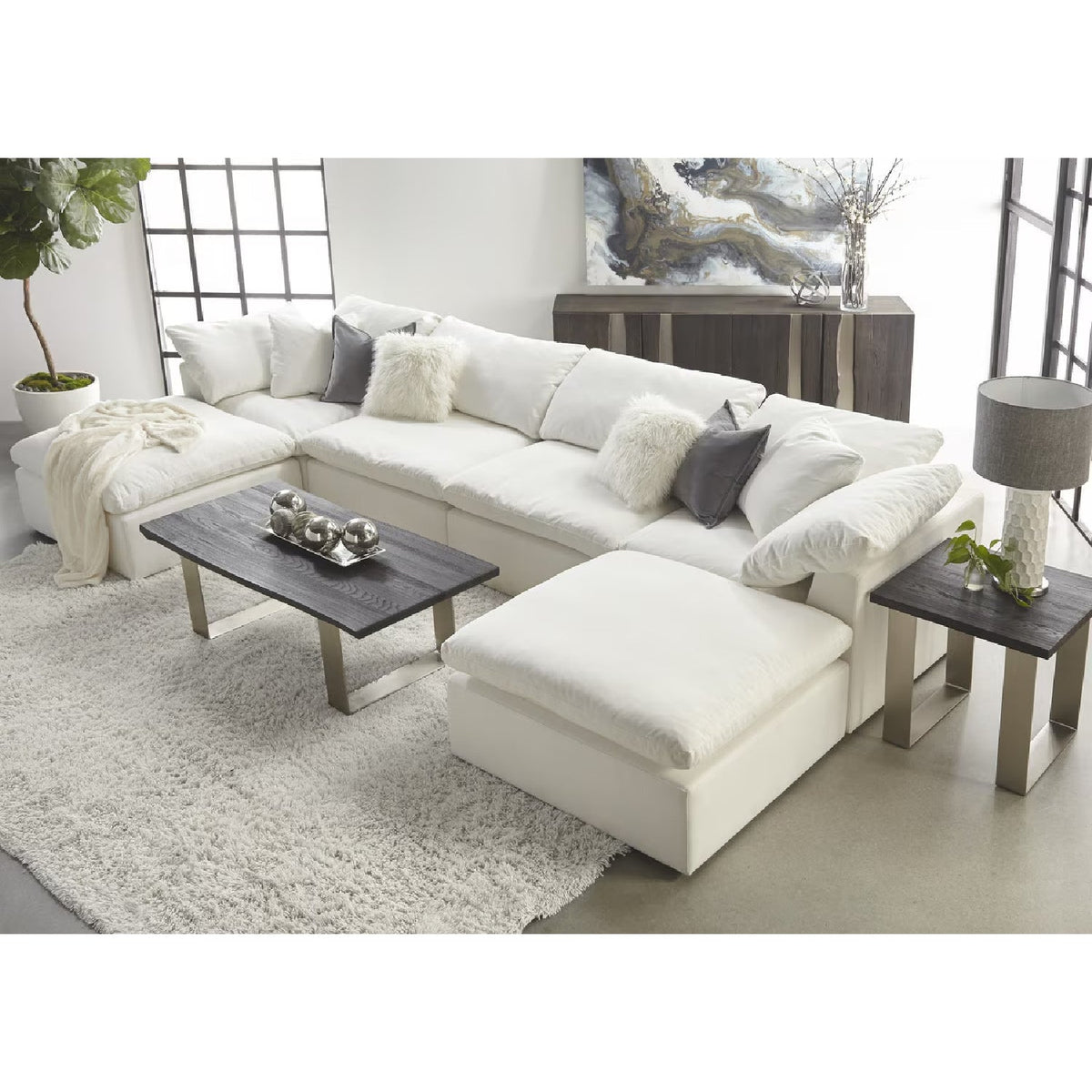Modern European furniture - Square Cushioned Modular Ottoman - www.oroa.com