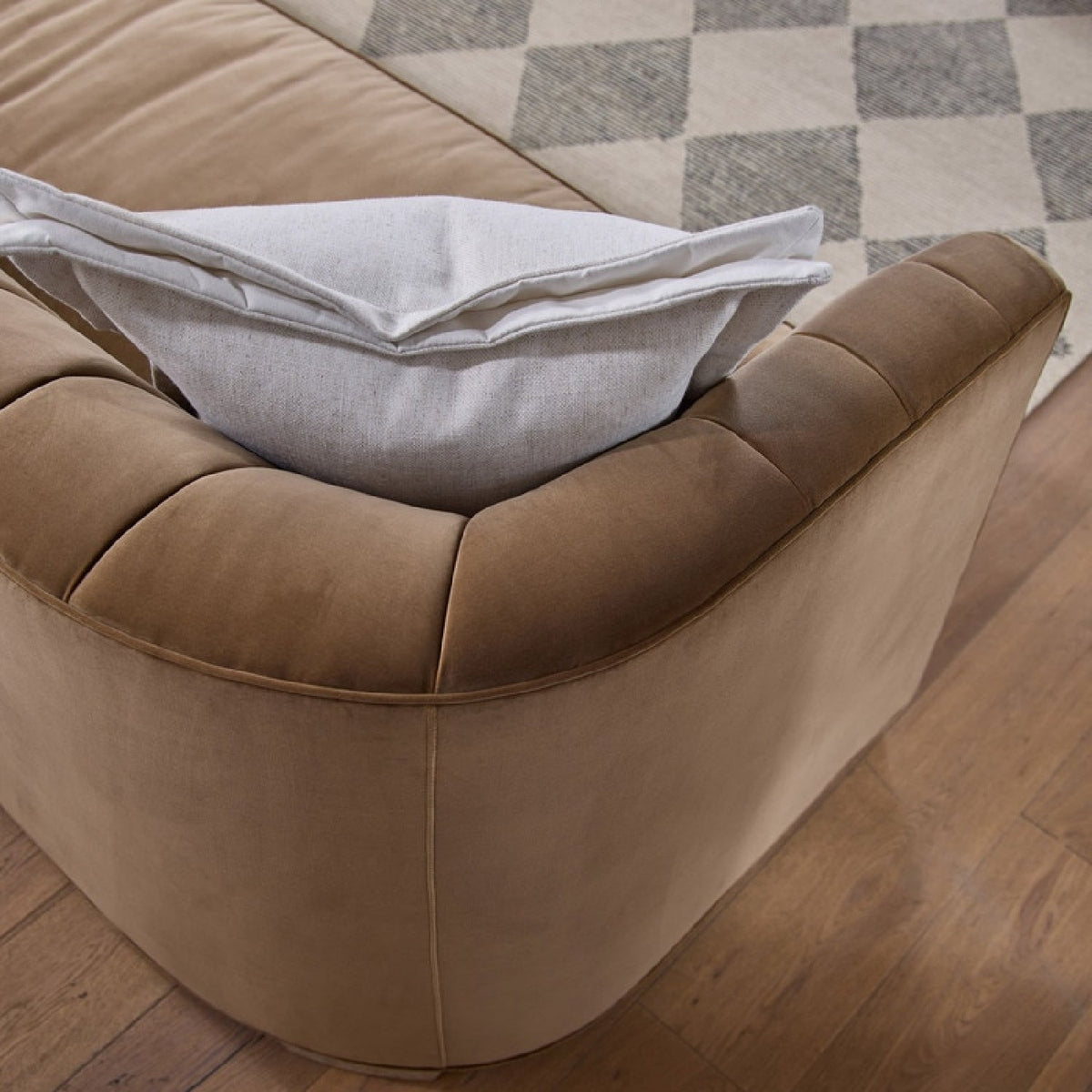 Modern European furniture - Brown Velvet Channeled-Back Sofa - www.oroa.com