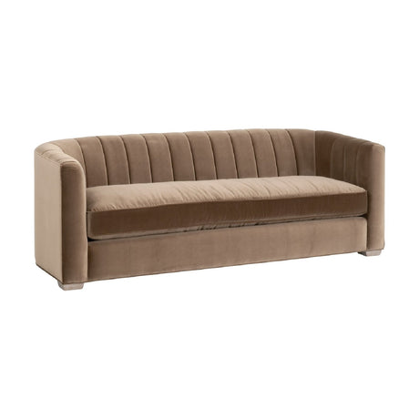 Modern European furniture - Brown Velvet Channeled-Back Sofa - www.oroa.com