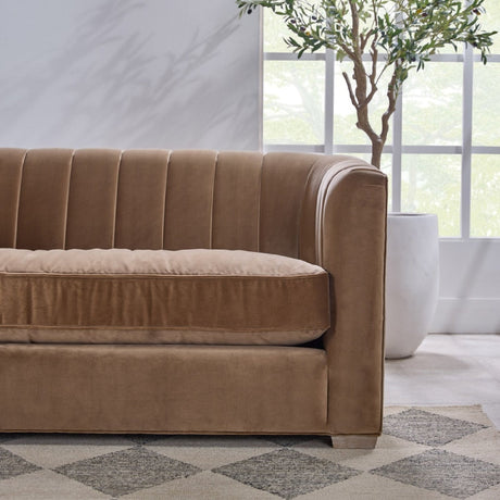 Modern European furniture - Brown Velvet Channeled-Back Sofa - www.oroa.com