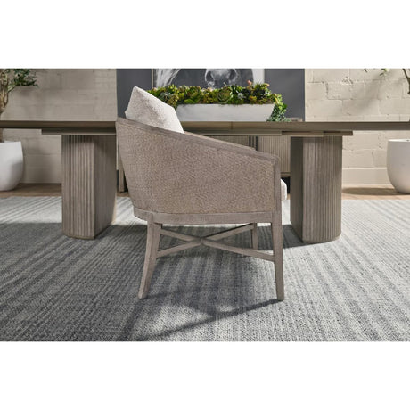 Modern European furniture - Curved Oak Linen Lounge Chair - www.oroa.com