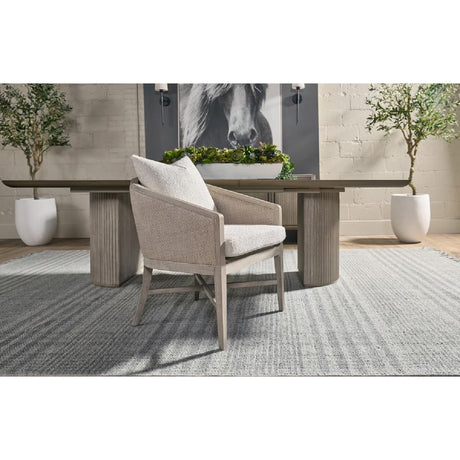 Modern European furniture - Curved Oak Linen Lounge Chair - www.oroa.com