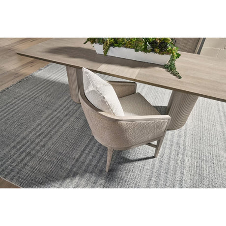 Modern European furniture - Curved Oak Linen Lounge Chair - www.oroa.com
