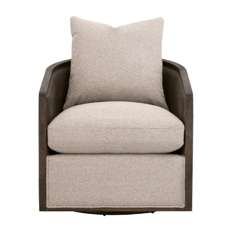 Curved Oak Swivel Club Chair | Living Essentials McGuire
