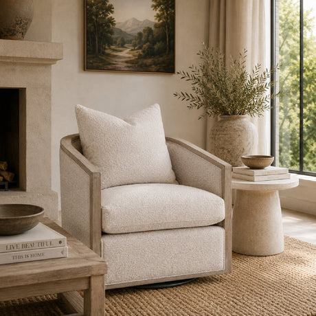 Curved Oak Swivel Club Chair | Living Essentials McGuire