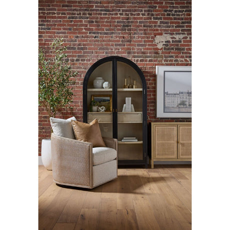 Curved Oak Swivel Club Chair | Living Essentials McGuire
