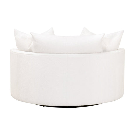 Modern European furniture - White Boucle Round Swivel Chair - www.oroa.com