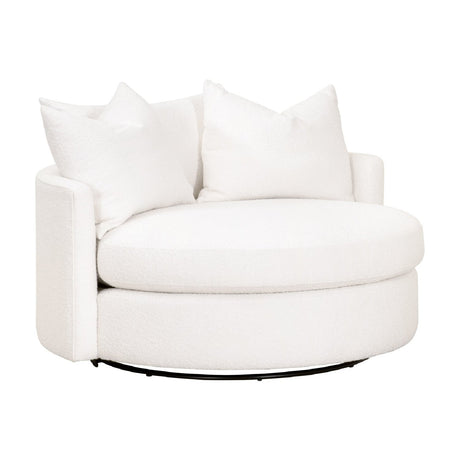 Modern European furniture - White Boucle Round Swivel Chair - www.oroa.com