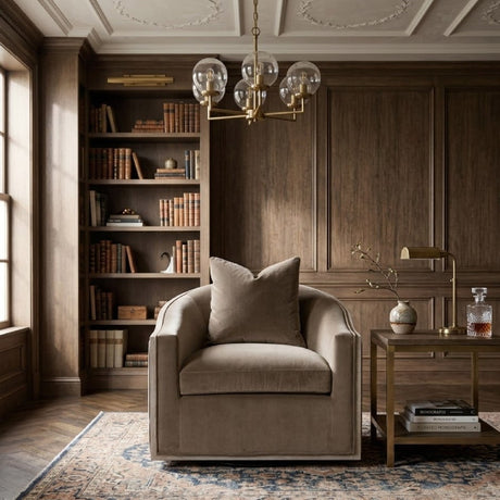 Cushioned Oak Swivel Club Chair | Living Essentials Paxton