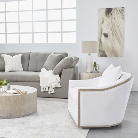 Cushioned Oak Swivel Club Chair | Living Essentials Paxton