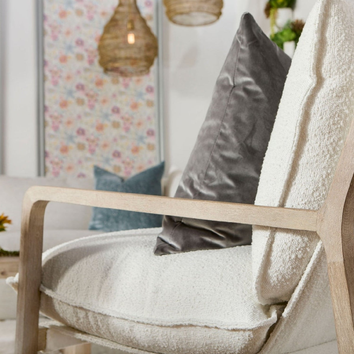Modern European furniture - White Boucle Cushioned Club Chair - www.oroa.com