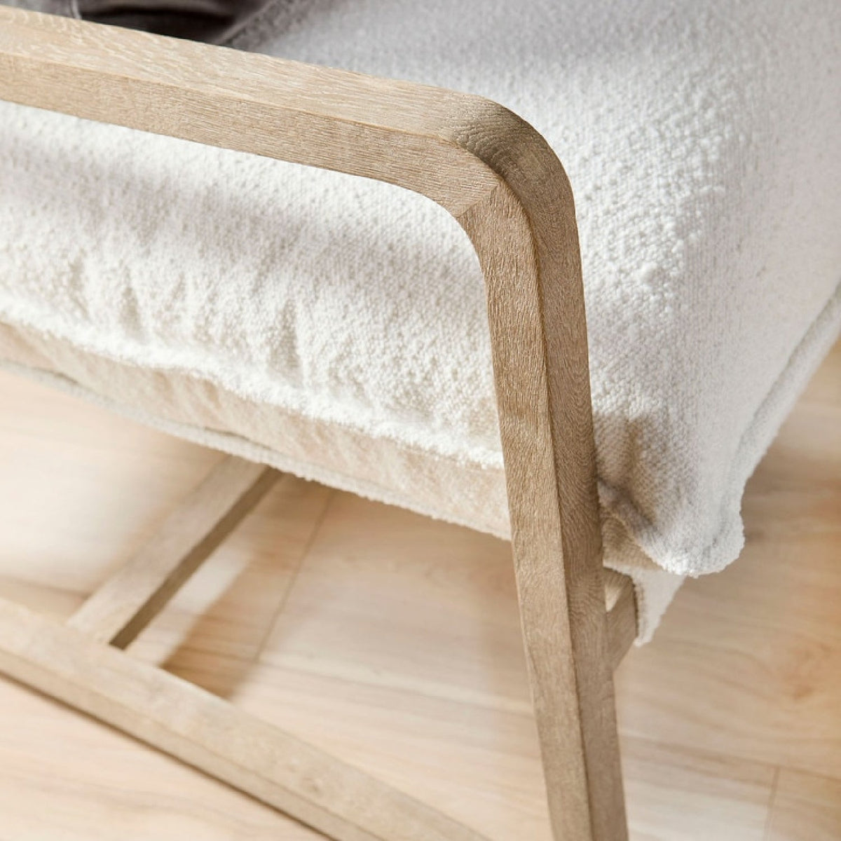 Modern European furniture - White Boucle Cushioned Club Chair - www.oroa.com