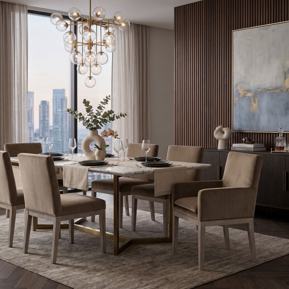 Modern European furniture - Brown Velvet Dining Armchair - www.oroa.com