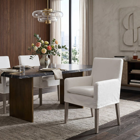 Modern European furniture - White Slipcover Dining Armchair - www.oroa.com