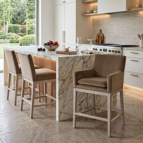 Modern European furniture - Brown Velvet Counter Stool - www.oroa.com