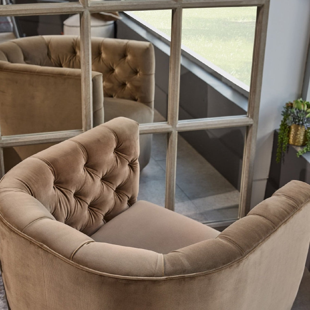Modern European furniture - Gray Oak Arched Mirror - www.oroa.com