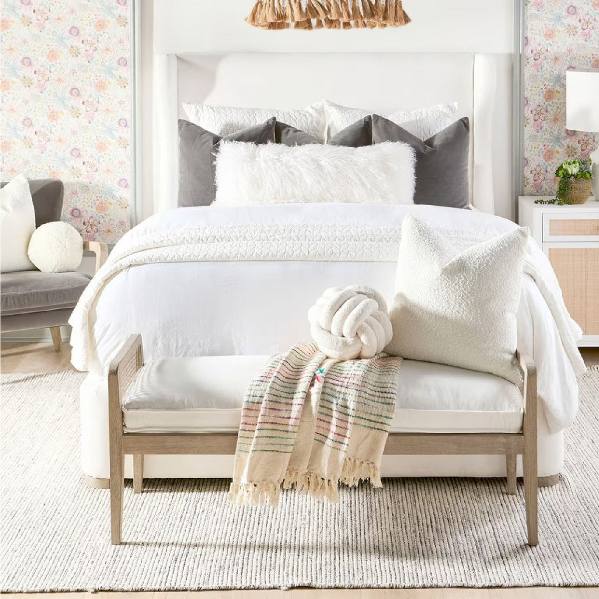 Cushioned Gray Oak Bench | Living Essentials Leone