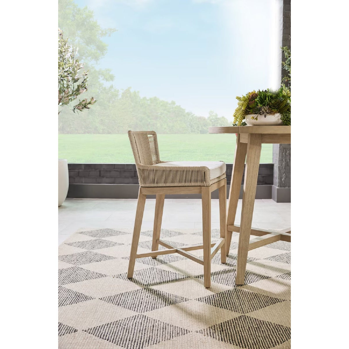 Modern European furniture - Outdoor Teak Round Counter Table - www.oroa.com