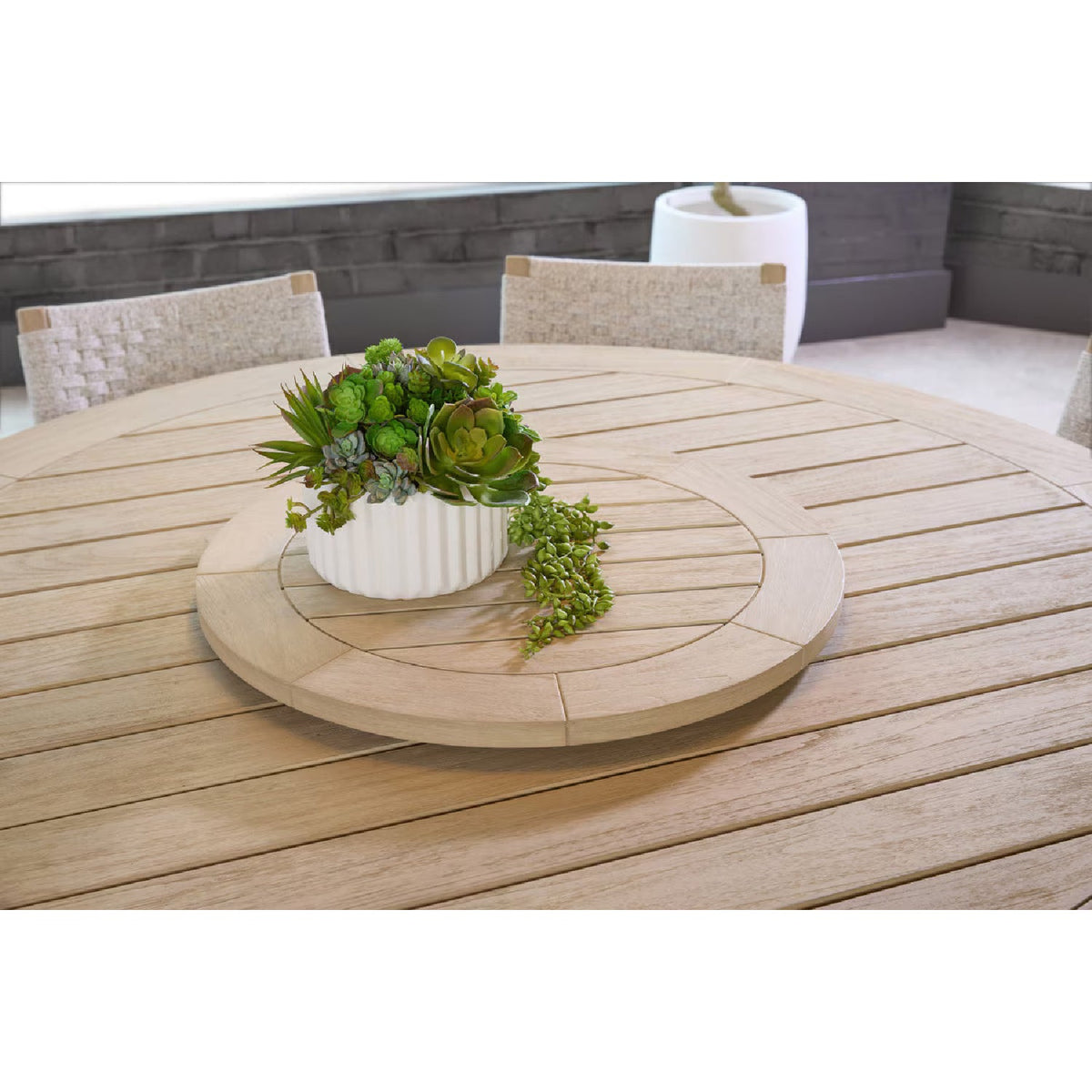 Round Teak Outdoor Dining Table | Living Essentials Boca