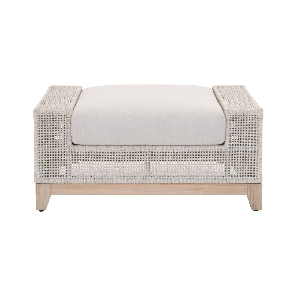 Modern European furniture - Beige Woven Rope Outdoor Ottoman - www.oroa.com