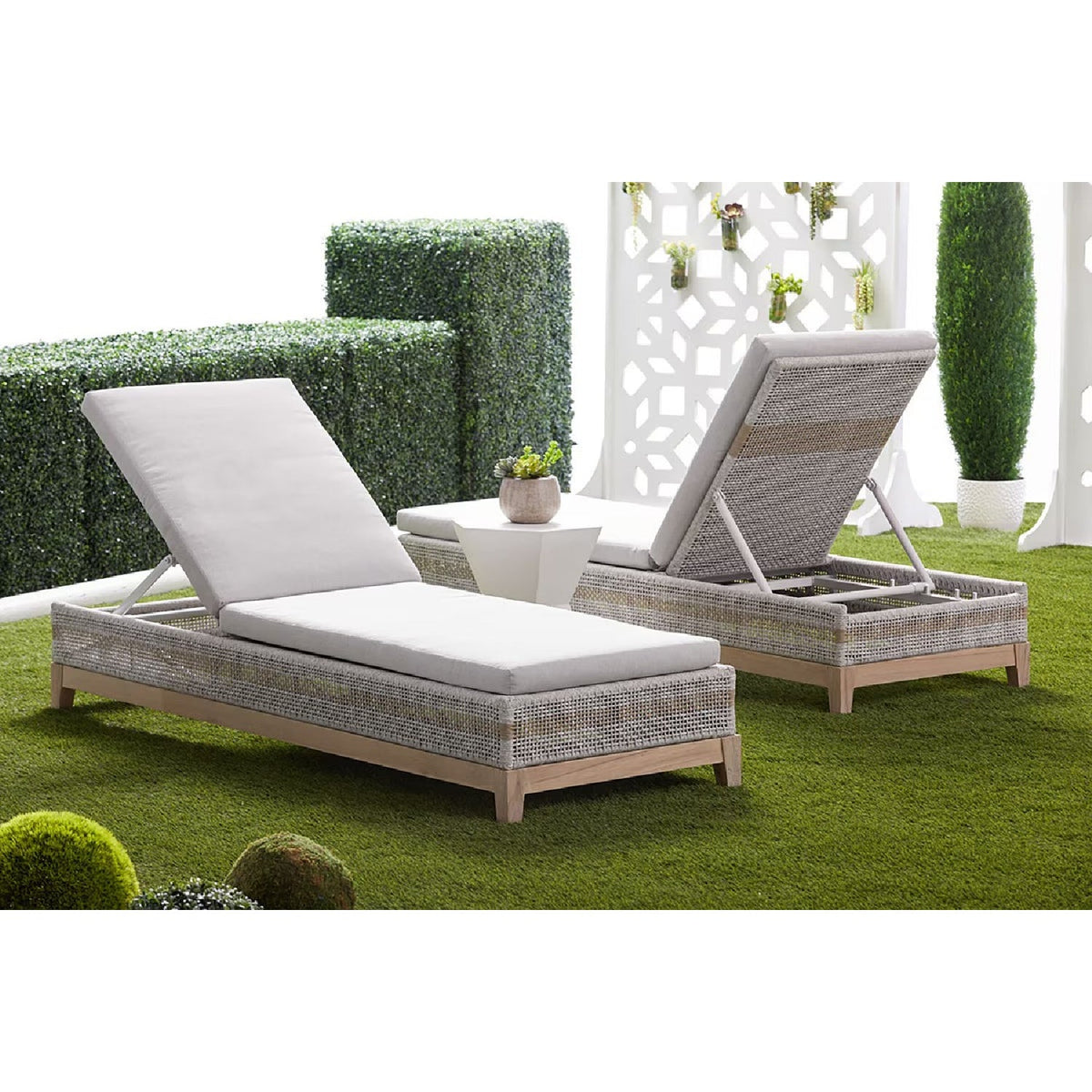 Modern European furniture - Taupe Stripes Outdoor Chaise Lounge - www.oroa.com