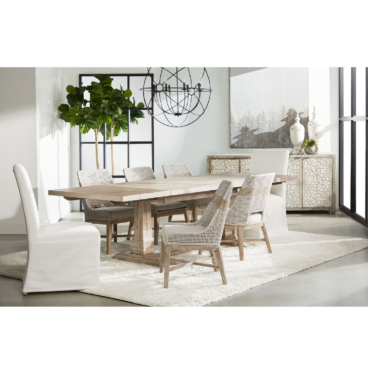 Modern European furniture - Taupe Stripe Rope Dining Chairs (2) - www.oroa.com